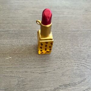 Lipstick Glass Christmas Ornament – Red & Gold Leopard Print